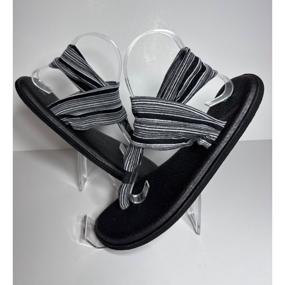 Sanuk Yoga Sling 2 Women's Sandals Black Striped Wrap Size 10